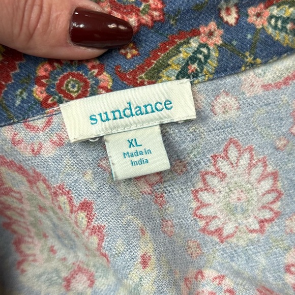 Sundance Blue Floral Paisley Cotton Flannel Pajama Set Size XL Boho Loungewear - Picture 3 of 14